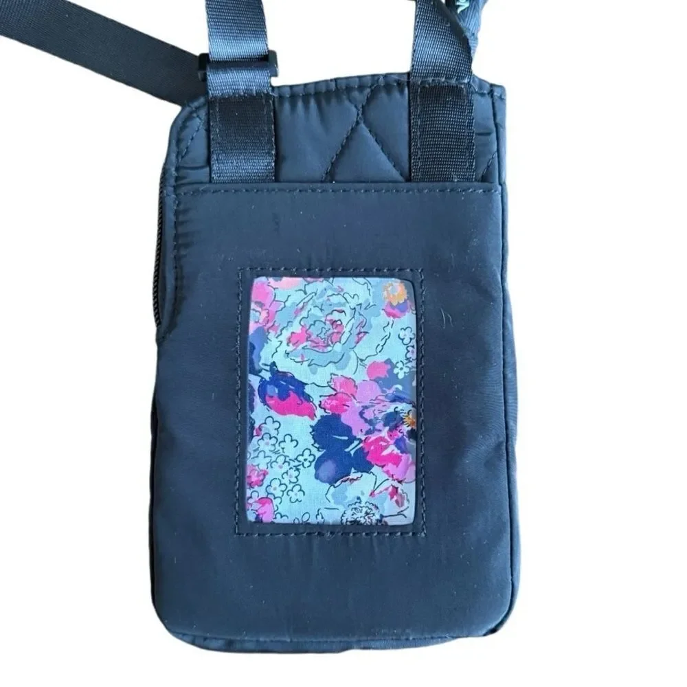 Vera Bradley Quilted Black Small Quilted ID Holder Cell Phone Crossbody